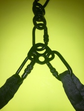 Double-point Lyra rigging with rigging plate: Carabiners are overloaded with spanset